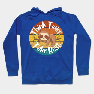 Think Twice And Take Rest Sloth Design Hoodie